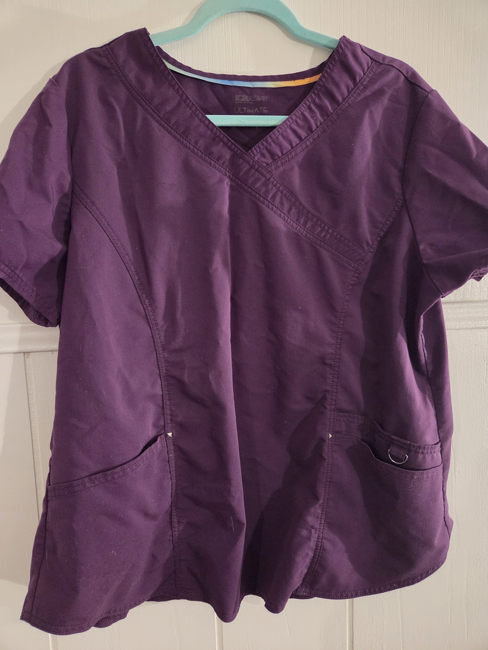 Purple & Gray Scrub Top - V-Neck Utility Pockets (BUNDLE)